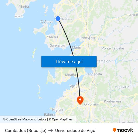 Cambados (Bricolaje) to Universidade de Vigo map