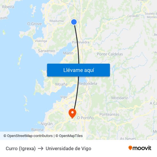 Curro (Igrexa) to Universidade de Vigo map