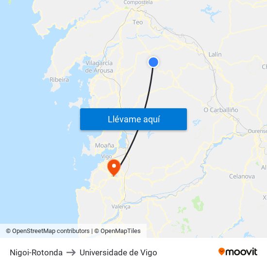 Nigoi-Rotonda to Universidade de Vigo map