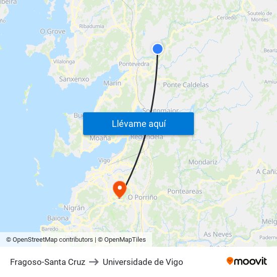 Fragoso-Santa Cruz to Universidade de Vigo map