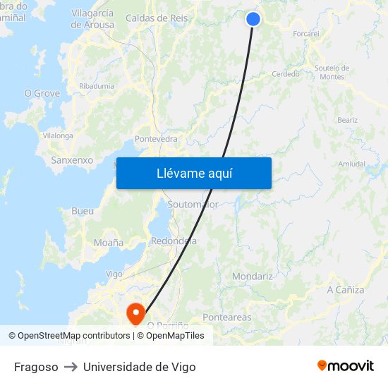 Fragoso to Universidade de Vigo map