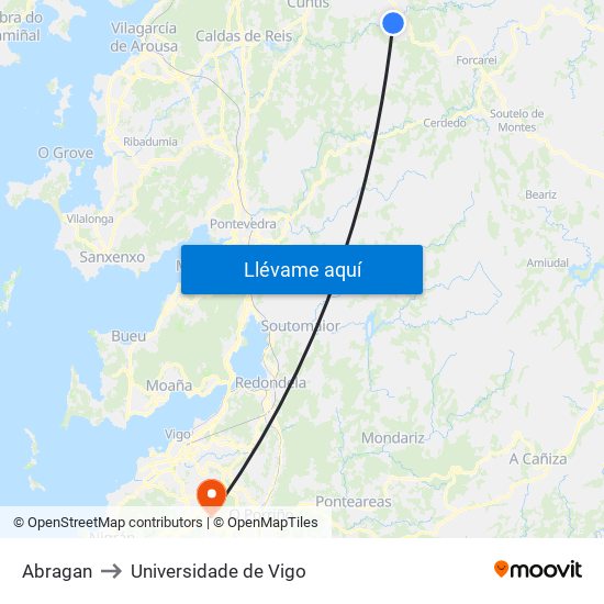 Abragan to Universidade de Vigo map