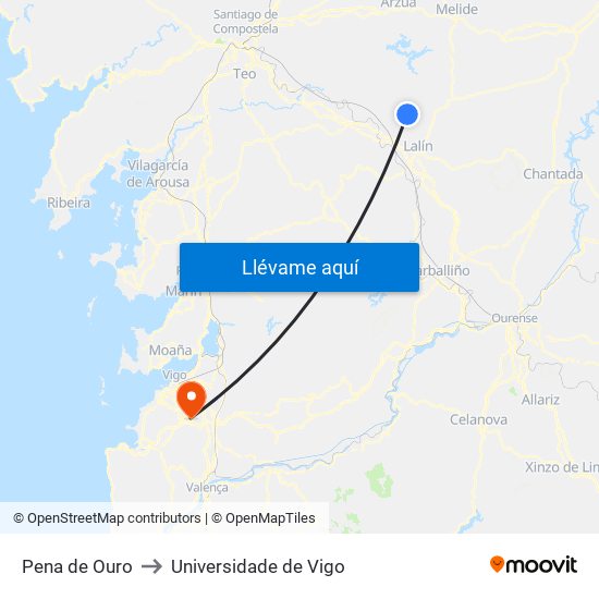Pena de Ouro to Universidade de Vigo map