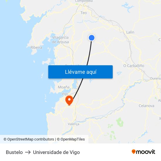 Bustelo to Universidade de Vigo map