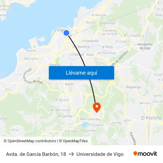 Avda. de García Barbón, 18 to Universidade de Vigo map