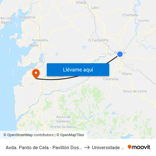 Avda. Pardo de Cela - Pavillón Dos Remedios 🏃🏃‍➡️ to Universidade de Vigo map