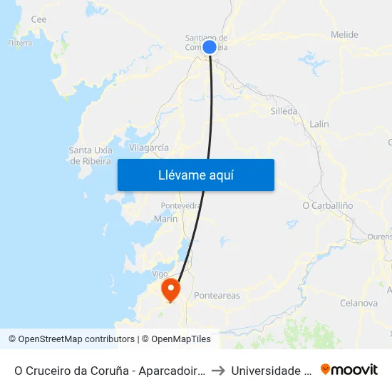 O Cruceiro da Coruña - Aparcadoiro Salgueiriños to Universidade de Vigo map