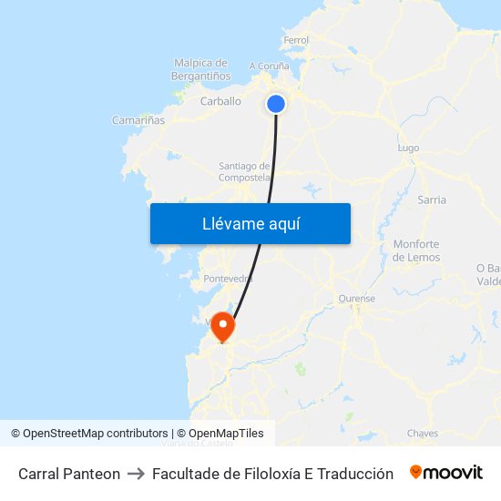 Carral Panteon to Facultade de Filoloxía E Traducción map