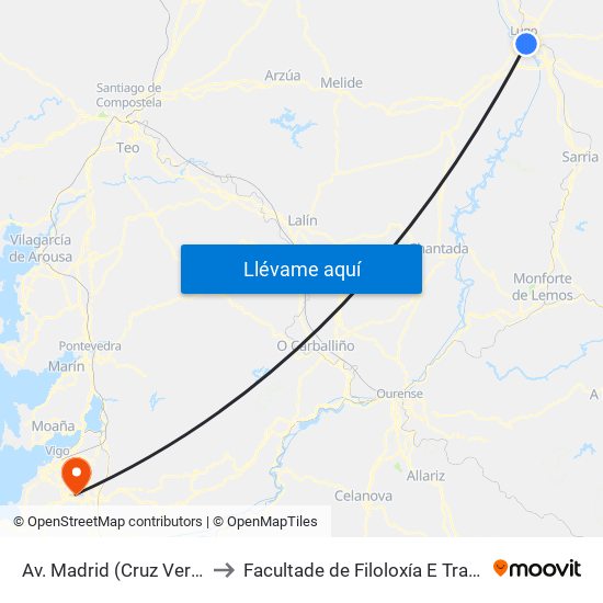 Av. Madrid (Cruz Vermella) to Facultade de Filoloxía E Traducción map