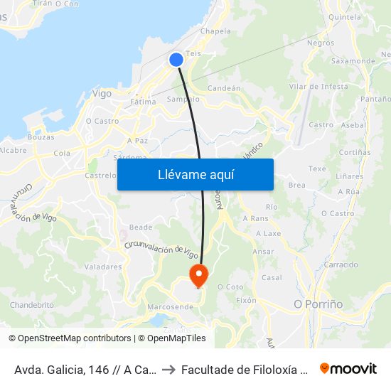 Avda. Galicia, 146 // A Casa do Abade to Facultade de Filoloxía E Traducción map