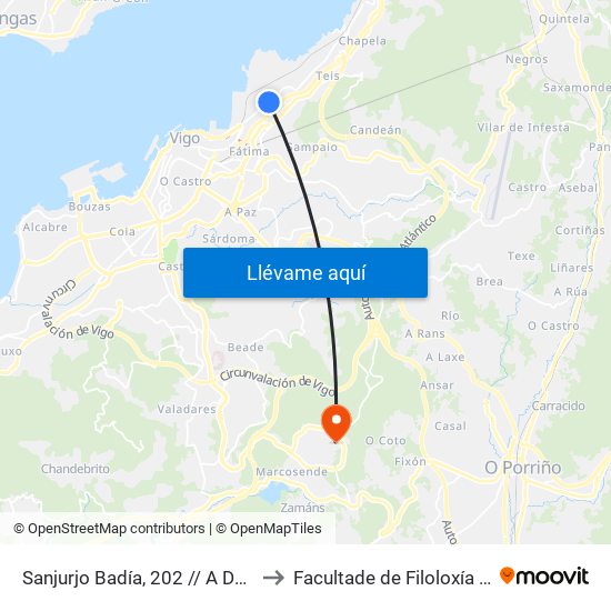 Sanjurjo Badía, 202 // A Devesa do Toural to Facultade de Filoloxía E Traducción map