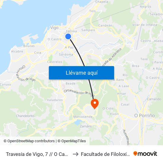 Travesía de Vigo, 7 // O Campo Dos Soldados to Facultade de Filoloxía E Traducción map