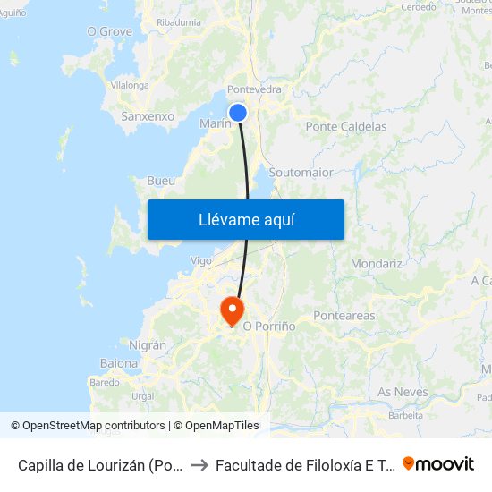 Capilla de Lourizán (Pontevedra) to Facultade de Filoloxía E Traducción map