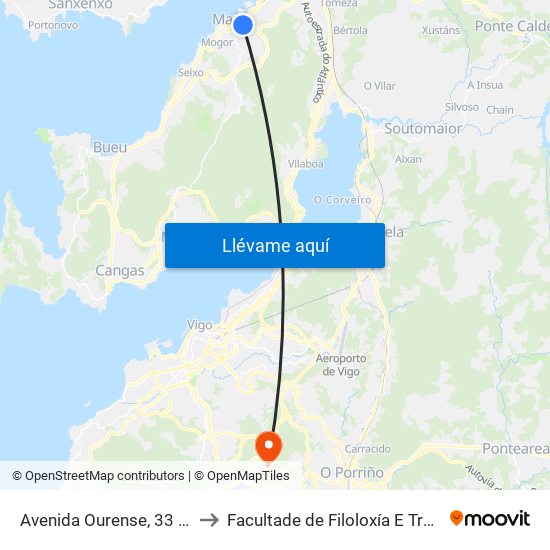 Avenida Ourense, 33 (Marín) to Facultade de Filoloxía E Traducción map