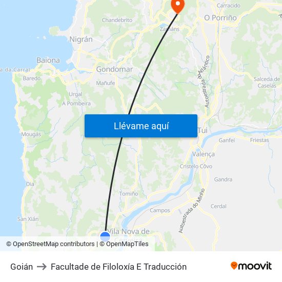 Avenida Brasil (Tomiño) to Facultade de Filoloxía E Traducción map
