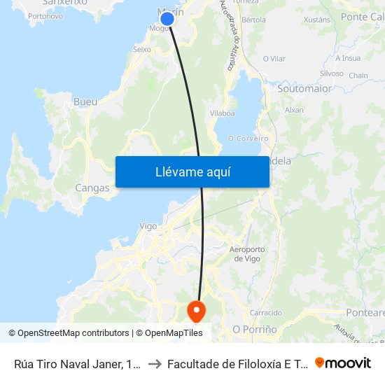 Rúa Tiro Naval Janer, 19 (Marin) to Facultade de Filoloxía E Traducción map
