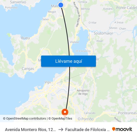 Avenida Montero Ríos, 129 (Pontevedra) to Facultade de Filoloxía E Traducción map
