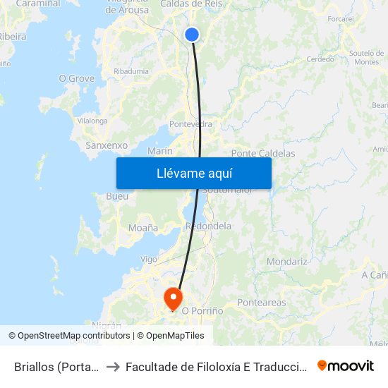 Briallos (Portas) to Facultade de Filoloxía E Traducción map