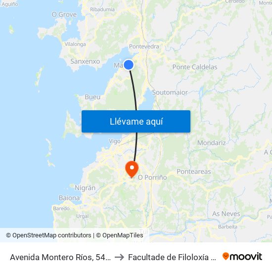 Avenida Montero Ríos, 54 (Pontevedra) to Facultade de Filoloxía E Traducción map