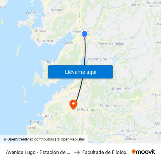 Avenida Lugo - Estación de Servicio (Pontevedra) to Facultade de Filoloxía E Traducción map