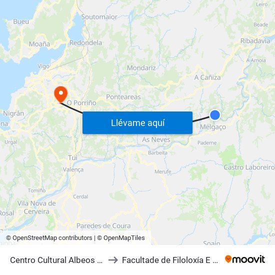Centro Cultural Albeos (Crecente) to Facultade de Filoloxía E Traducción map