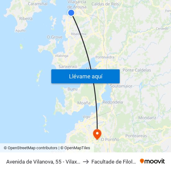 Avenida de Vilanova, 55 - Vilaxoan (Vilagarcía de Arousa) to Facultade de Filoloxía E Traducción map