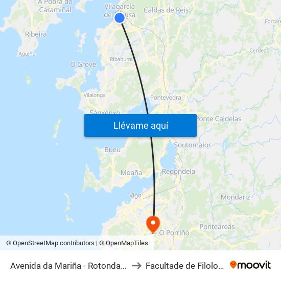 Avenida da Mariña - Rotonda (Vilagarcía de Arousa) to Facultade de Filoloxía E Traducción map