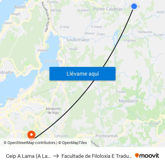 Ceip A Lama (A Lama) to Facultade de Filoloxía E Traducción map