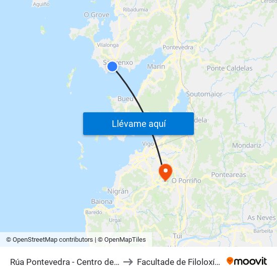 Rúa Pontevedra - Centro de Salud (Sanxenxo) to Facultade de Filoloxía E Traducción map