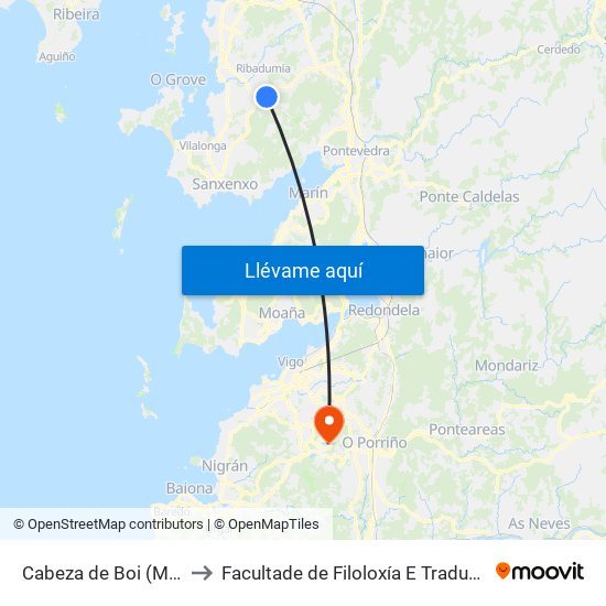 Cabeza de Boi (Meis) to Facultade de Filoloxía E Traducción map