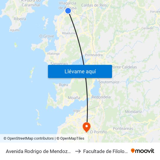 Avenida Rodrigo de Mendoza (Vilagarcía de Arousa) to Facultade de Filoloxía E Traducción map