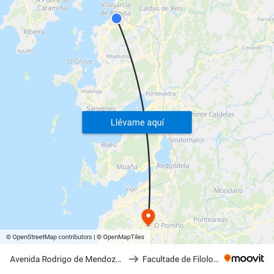 Avenida Rodrigo de Mendoza (Vilagarcía de Arousa) to Facultade de Filoloxía E Traducción map