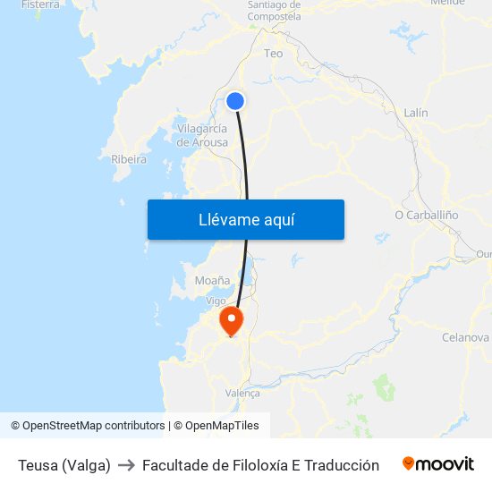 Teusa (Valga) to Facultade de Filoloxía E Traducción map