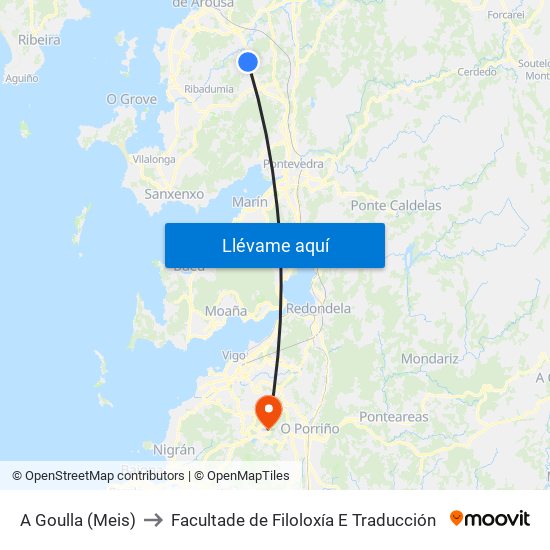 A Goulla (Meis) to Facultade de Filoloxía E Traducción map
