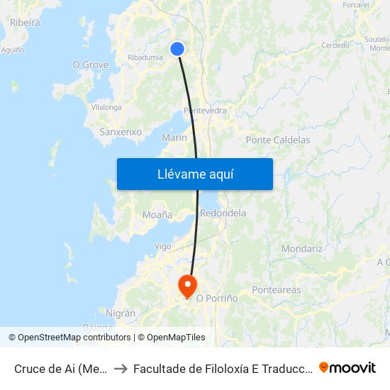 Cruce de Ai (Meis) to Facultade de Filoloxía E Traducción map