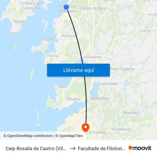 Ceip Rosalía de Castro (Vilagarcía de Arousa) to Facultade de Filoloxía E Traducción map