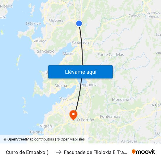 Curro de Embaixo (Barro) to Facultade de Filoloxía E Traducción map