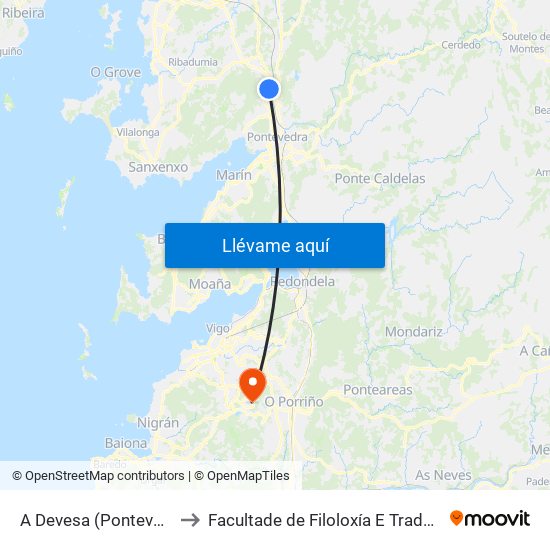 A Devesa (Pontevedra) to Facultade de Filoloxía E Traducción map