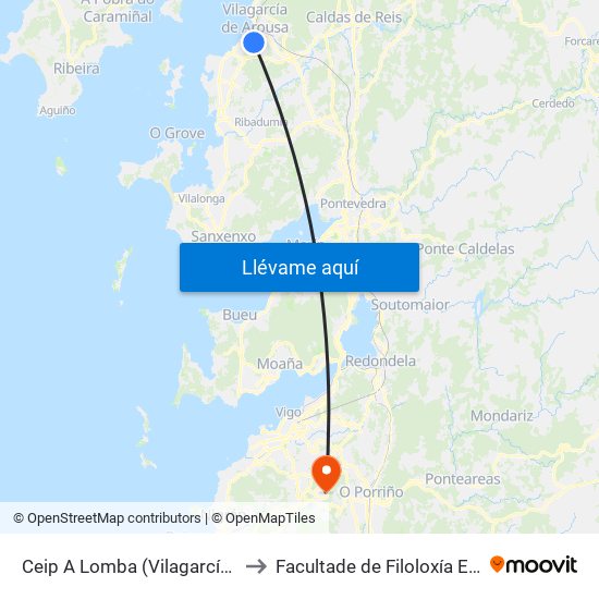 Ceip A Lomba (Vilagarcía de Arousa) to Facultade de Filoloxía E Traducción map