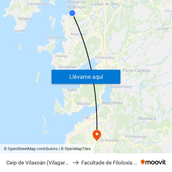 Ceip de Vilaxoán (Vilagarcía de Arousa) to Facultade de Filoloxía E Traducción map