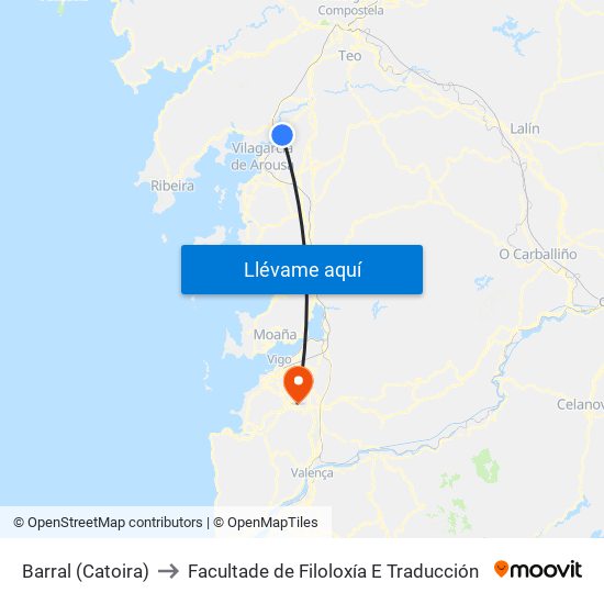 Barral (Catoira) to Facultade de Filoloxía E Traducción map