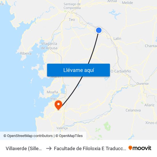 Villaverde (Silleda) to Facultade de Filoloxía E Traducción map