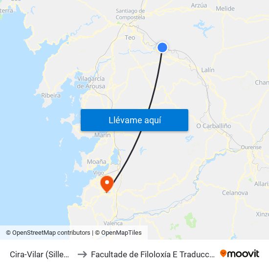 Cira-Vilar (Silleda) to Facultade de Filoloxía E Traducción map