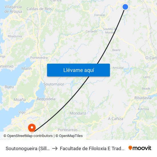 Soutonogueira (Silleda) to Facultade de Filoloxía E Traducción map