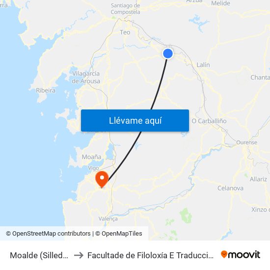 Moalde (Silleda) to Facultade de Filoloxía E Traducción map