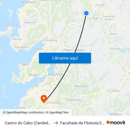 Castro do Cabo (Cerdedo-Cotobade) to Facultade de Filoloxía E Traducción map
