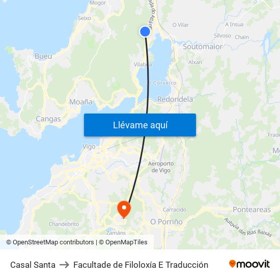 Casal Santa to Facultade de Filoloxía E Traducción map