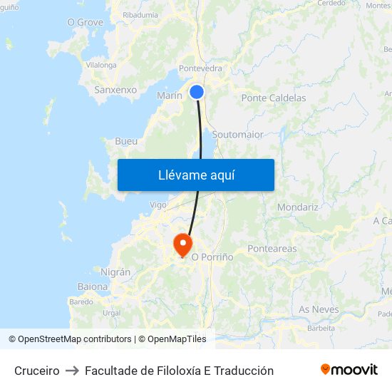 Cruceiro to Facultade de Filoloxía E Traducción map