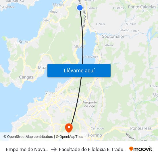 Empalme de Navalexo to Facultade de Filoloxía E Traducción map