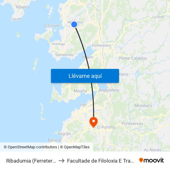 Ribadumia (Ferreteria Pin to Facultade de Filoloxía E Traducción map